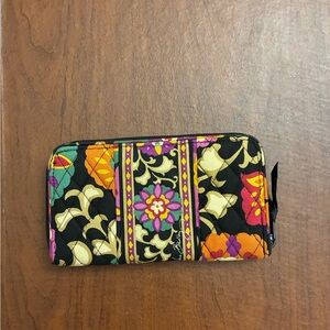 Vera Bradley Floral Suzani Pattern Black, Orange and Purple Wallet